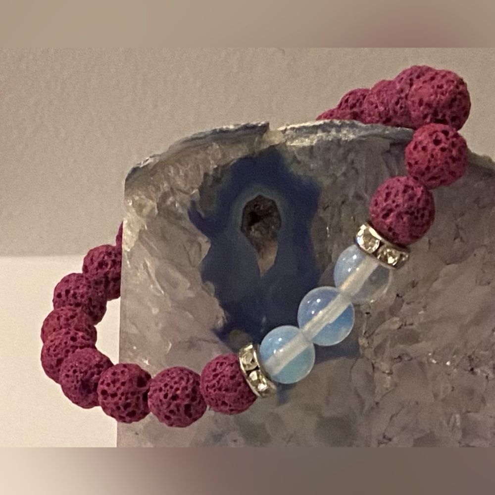 NEW Essential Oil - Opalite crystal & Lava bead bracelet